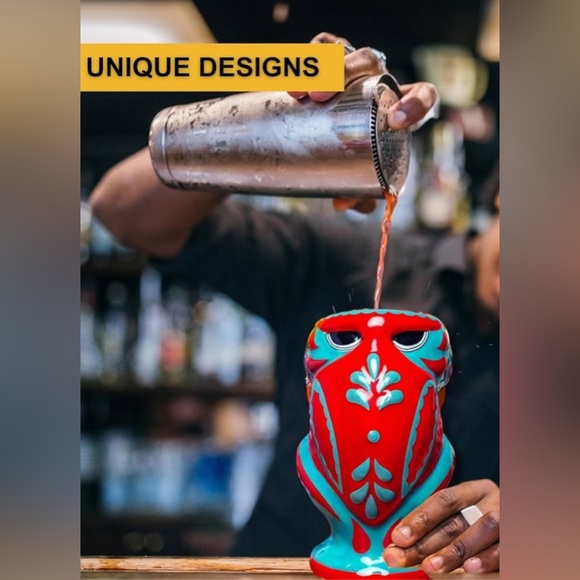 NEW Tiki Mugs Set of‎ 3-16oz Ceramic Cocktail Glasses - Picture 3 of 8